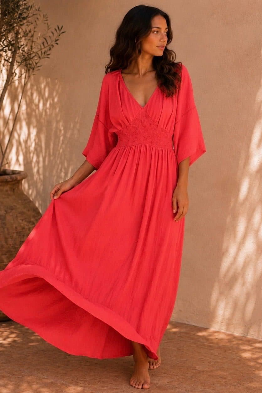 Robe longue rouge