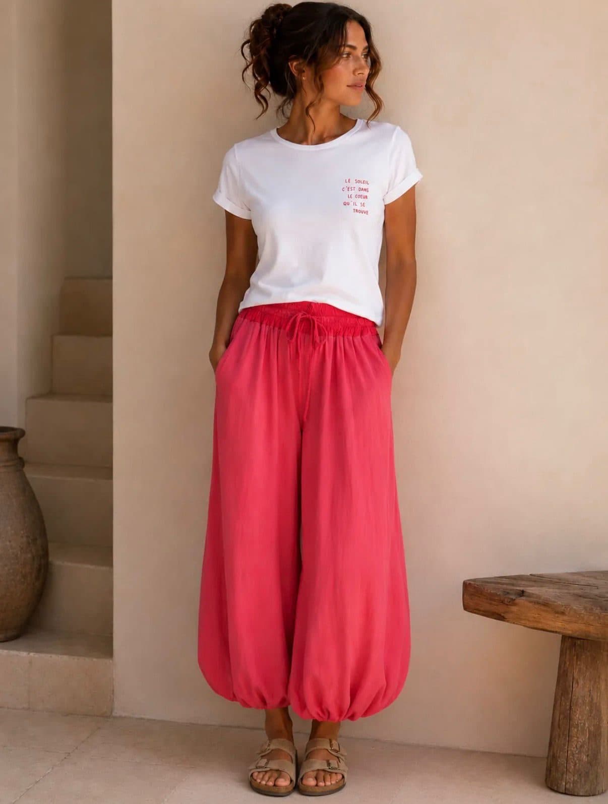 Pantalon framboise fluide