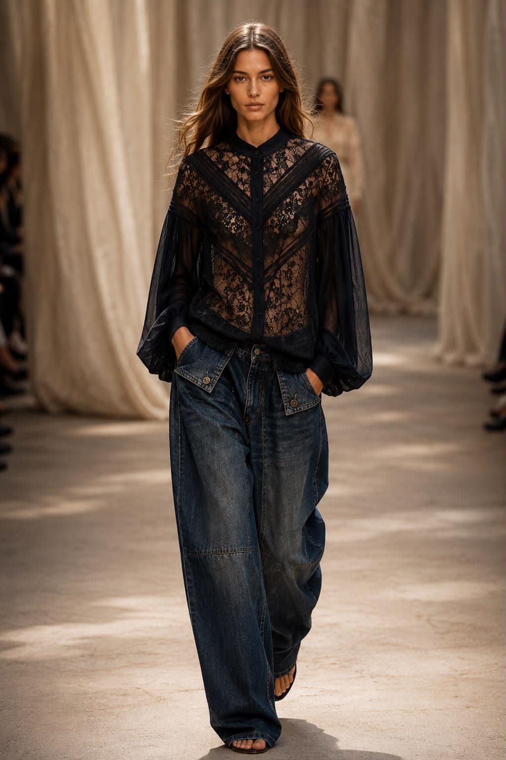Blouse en dentelle noire